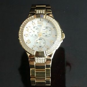 Guess Goldtone Watch with Crystal Accents